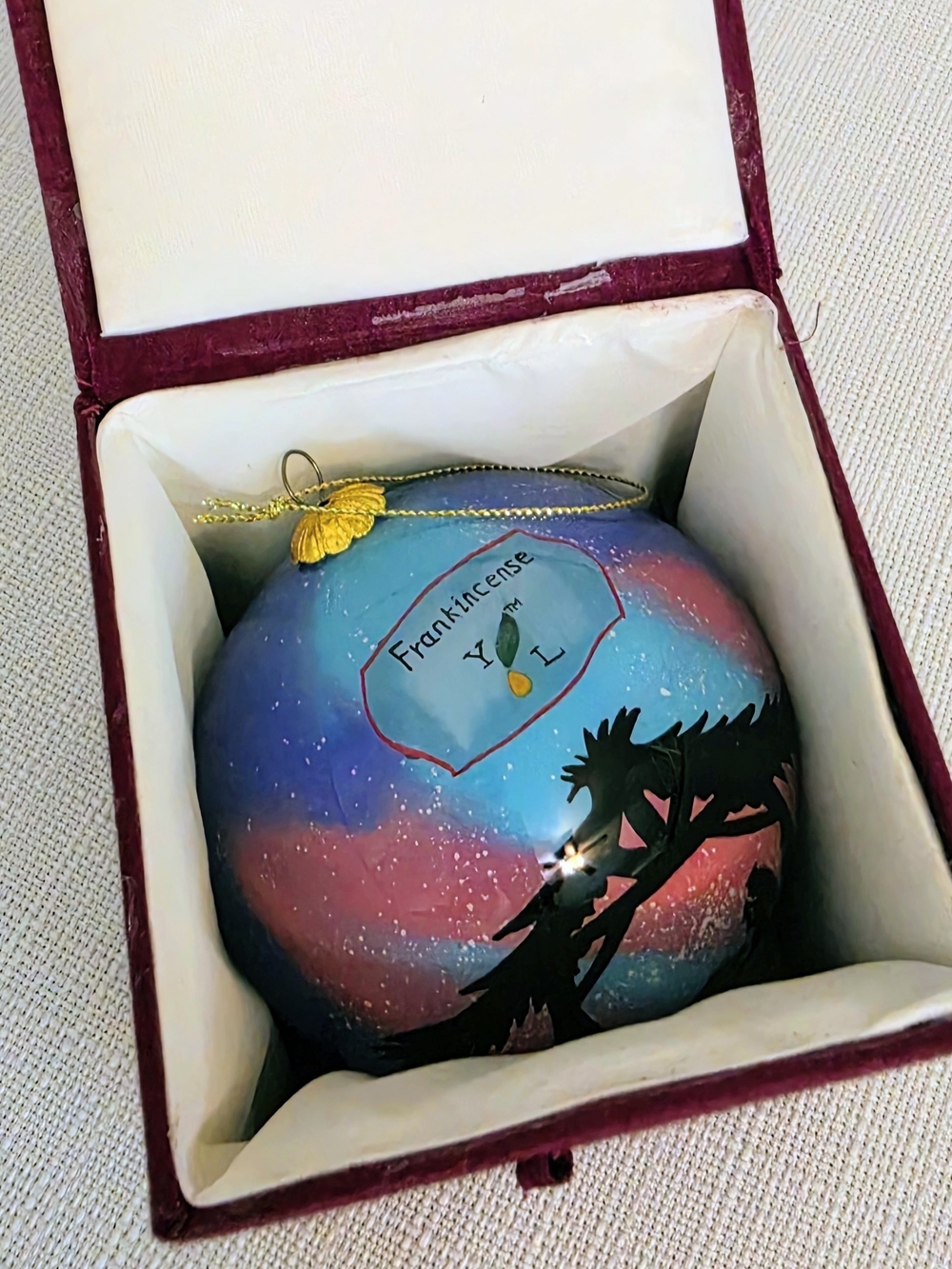Francense Glass Christmas Tree Ornament Nativity King Young Living Oil Holiday
